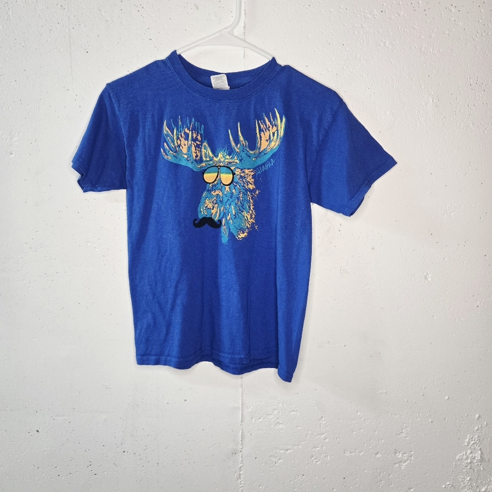 Blue Kids T-Shirt with Moose Graphic